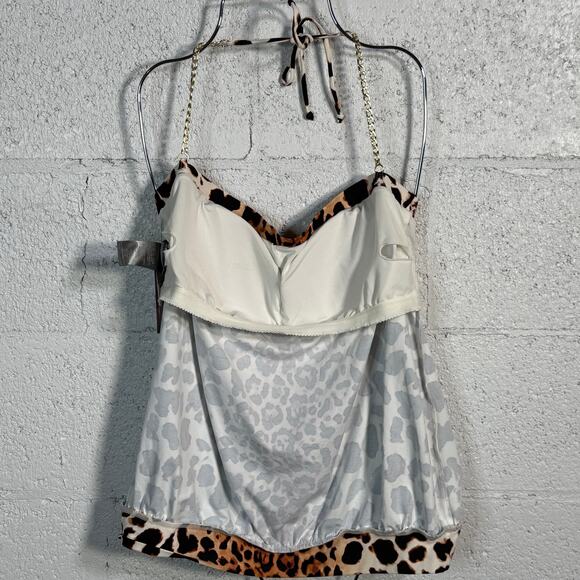 Vince Camuto Chain-Halter Blouson Tankini Top, Animal print, Large MSRP $138 - Picture 7 of 11